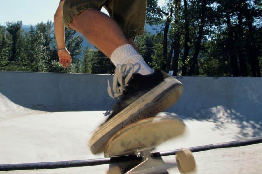 Dropping In on Skateboard Ramp